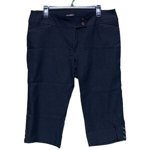 Soho Apparel Ltd. Women's Capri Pants Stretch Pockets Flat Front Black Size‎ 14